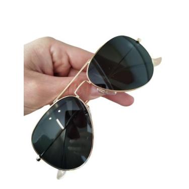 Imagem de Óculos De Sol Aviador Dourado Preto Lentes De Cristal Proteção UV400  