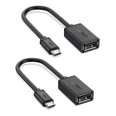 Imagem de Cabo OTG UGREEN Micro USB para USB Micro USB 2.0, pacote com 2 unidades, preto
