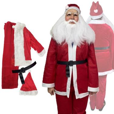 Imagem de Mascara Papai Noel Realista Latex Roupa Completa Fantasia Luxo Oculos Barba Evento Comemoraçao Festa Fim De Ano