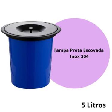 Imagem de Lixeira de embutir 5l com tampa preta e balde removível azul - para co