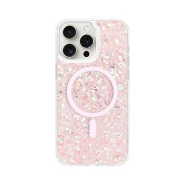 Imagem de QOVOC Capa para iPhone 13 Pro, glitter transparente compatível com MagSafe, capa magnética para iPhone 13 Pro, capa protetora feminina, glitter rosa [Andromeda]