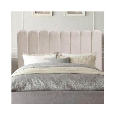 Imagem de Cabeceira Estofada Alanis 100cm Solteiro Suede Bege - ARTE DAS CABECEI