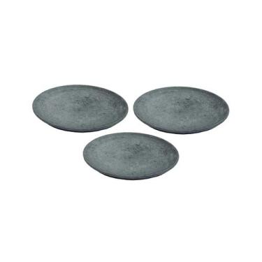 Imagem de Kit 3 Pratos Raso Redondo Pedra Sabão Sobremesa e Bolos 22cm - Industr