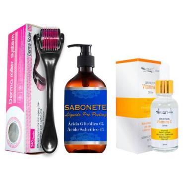 Imagem de Kit Microagulhamento: Dermaroller + Sabonete Facial + Sérum - Maxlove