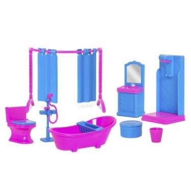 Imagem de Banheiro De Brinquedo 8 Peças Casinha Para Bonecas Brinquedo Infantil 