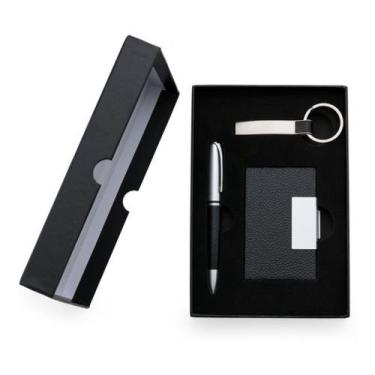 Imagem de Kit Executivo 3 Peças Caneta Chaveiro Porta Cartão - Brindei Personali