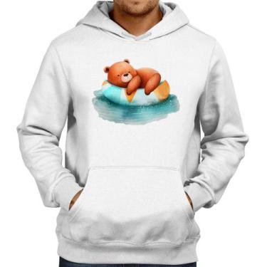 Imagem de Moletom Ursinho Teddy Relaxando Na Piscina - Foca na Moda, Branco, GG