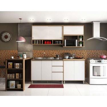 Imagem de Cozinha e Bancada Armários Balcões E Nicho Micoondas Branco - LUCIANE 
