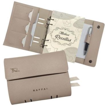 Imagem de Agenda Minhas Receitas 154-R Personalizada Raffai Couros, Nude