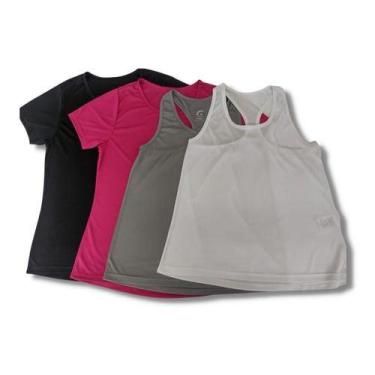 Imagem de Kit 4 Peças Camiseta + Regata Feminina Dry Fit Fitness - FORÇA DO SOL,