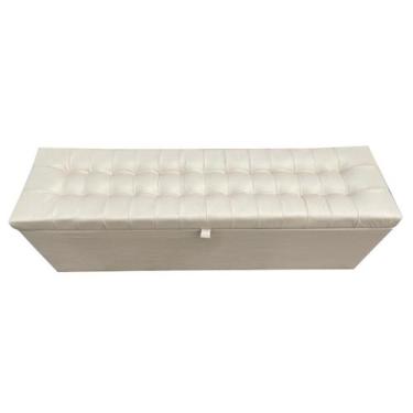 Imagem de Recamier puff baú beira de cama 1,38 cm - 100% mdf - bege claro - mate
