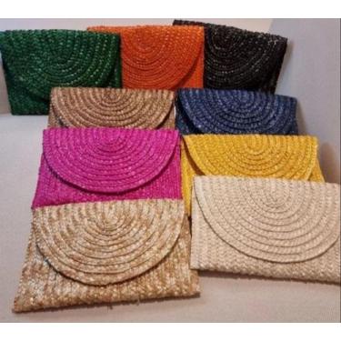 Imagem de Carteira Feminina de Palha Colorida Clutch - On.shop, Azul