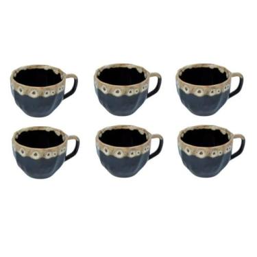 Imagem de Xícara de Porcelana 200ml  6 unidades Prisma Borda Decorada - Horacili