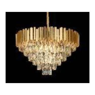 Imagem de Lustre Moderno Redondo 72cm Dourado Pingente Cristal Formosa - LUXdéco