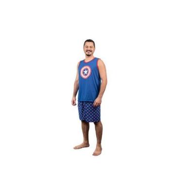 Imagem de Pijama adulto masculino curto básico liso estampado netflix ancora sup