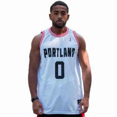Imagem de Regata Basquete Masculina M10 Portland 0, Branco, G