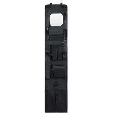 Imagem de Woanger Armário de pendurar estilo policial 130 x 28 cm organizador de porta de armário com espelho para aplicação da lei de segurança policial (preto, 1 peça)