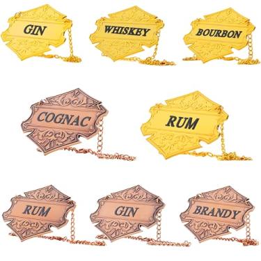 Imagem de XANADU Conjunto de etiquetas de decantadores personalizáveis e etiquetas de bebidas - garrafa de vinho decoração uísque, conhaque, tequila, rum, vodca, gim, bourbon, uísque, decantador de conhaque (8,