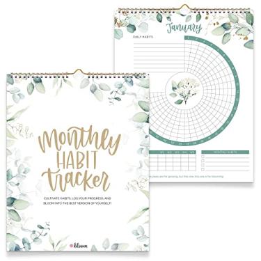 Imagem de bloom daily planners Calendário de rastreamento de hábitos pendurados – Rastreador de hábitos inspirador sem data de 12 meses para metas diárias, semanais e mensais (20,3 cm x 25,4 cm) Ferramenta de produtividade motivacional – Vegetação