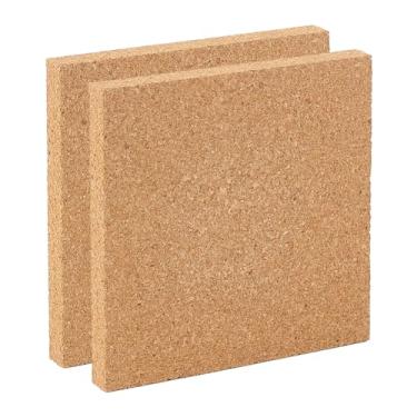 Imagem de OLYCRAFT Quadro de cortiça de madeira 2 peças 15,24 x 15,24 cm para decoração de parede, suprimentos de festa e artesanato faça você mesmo - quadrado