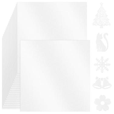 Imagem de 100 peças cartolina branca com glitter, 30,5 x 30,5 cm, cartolina branca pesada com glitter 250 g/m², cartolina branca com glitter para fazer cartões, convites, cartões comerciais, 40,8 kg