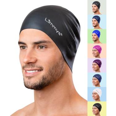 Imagem de Limmys Touca de natação unissex masculina e feminina - Toucas de natação femininas 100% silicone - qualidade premium, chapéus de natação elásticos e confortáveis - disponível em diferentes cores atraentes