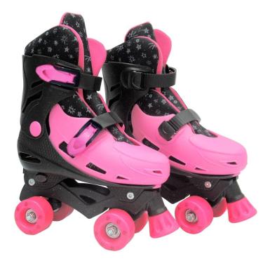 Imagem de Patins Roller Pink Com Gliter De Plástico Ajustável Numeração Do 33 Ao 36