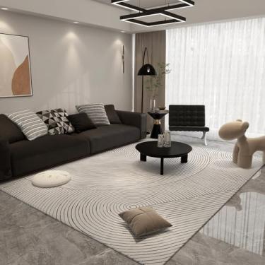 Imagem de Tapete artístico cinza marrom minimalista abstrato linha decorativa tapete grande sala de estar tapetes quarto fácil de limpar cabeceira tapete, AX021, H, 200X200CM