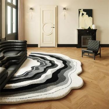 Imagem de HJZSZX Tapete de sala de estar em forma de onda, tapete de quarto de arte irregular, lavável à máquina, tapete de sala, macio, antiderrapante, tapetes de varanda, YY031,2,E, 300x400CM