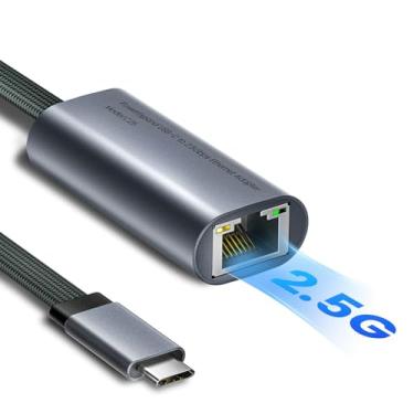 Imagem de Adaptador USB C para Ethernet para laptop de 2,5 Gbps - USB-C para Ethernet RJ45 Gigabit Network USBC compatível com MacBook Pro Air 2018 posterior Thunderbolt XPS tipo C 2,5 GB para PC desktop