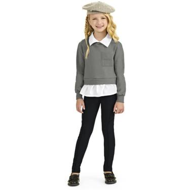 Imagem de Conjunto Infantil Inverno Casaco Moletom E Tricoline E Leging Cotton 2 peças - Angerô-Feminino