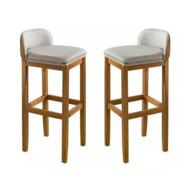 Imagem de 2 Banquetas Alta Com Encosto Moderna Para Balcao de Cozinha Linha Alta