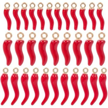 Imagem de SUNNYCLUE 1 caixa, 3 estilos, 30 peças, pingentes de pimenta vermelha, mini pequeno esmaltado, comida quente, liga metálica, legumes, férias, pingentes para fazer joias, berloques, colares e brincos,