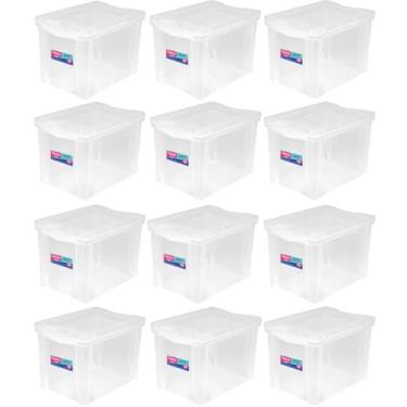 Imagem de Kit 12 Caixas Organizadoras 30L Multiuso Alta Ordene Transparente Radical Color