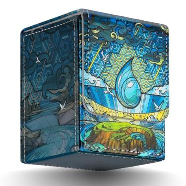 Imagem de TCGUARD Caixa de baralho para cartão MTG, comporta mais de 100 cartas de manga única com jogos de cartas colecionáveis TCG Yugioh etc. (azul claro)