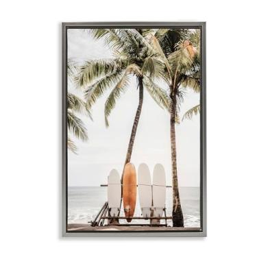 Imagem de Stupell Industries Hawaii Surfboards View Gray Floater Framed Canvas Wall Art Design por Sisi and Seb, 21 x 31