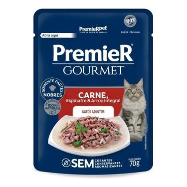 Imagem de Kit 10 und Sachê Premier Gourmet Gatos Adultos Carne 70g - PremieRpet