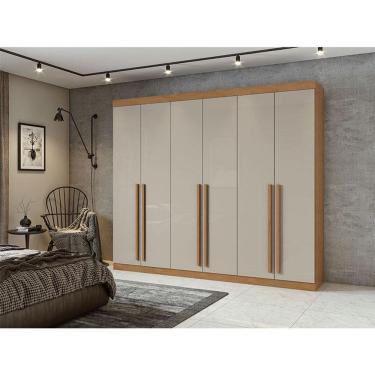 Imagem de Guarda Roupa Casal Ambiente Bertha 6 Portas Amêndoa Clean Off White - Lopas