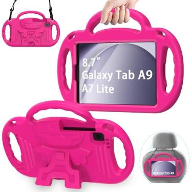 Imagem de AVAWO Capa infantil para Samsung Galaxy Tab A9 8.7 2023/ A7 Lite 2021, com alça, suporte leve à prova de choque 2021 (SM-T220/T225/T227)/2023 (SM-X110/X115/X117), rosa