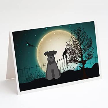 Imagem de Caroline's Treasures BB2241GCA7P Miniatura assustadora Schnauzer Preto Cartões de felicitações e Envelopes Pacote com 8, 7 x 12, multicolorido