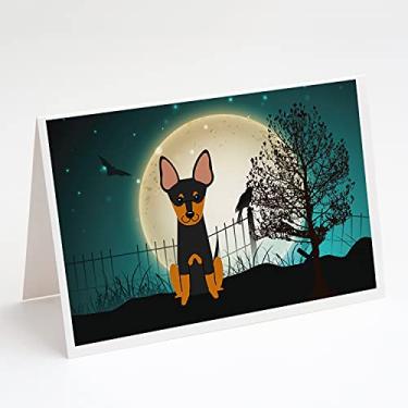 Imagem de Caroline's Treasures BB2299GCA7P Cartões de felicitações terrier inglês assustador de Halloween e envelopes, pacote com 8, 7 x 5, multicolorido