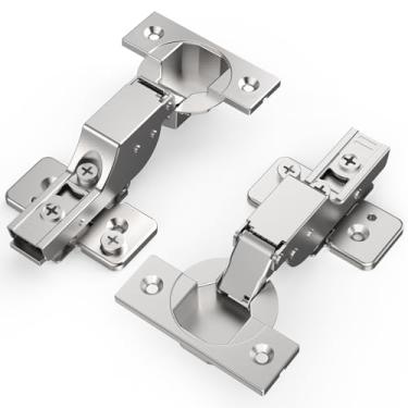 Imagem de Chibery Pacote com 20 dobradiças ocultas de fechamento macio sem moldura, níquel acetinado, fechamento automático, ajuste 3D de ângulo aberto de 105°, parada de 85 e 105 graus, encaixe, aço inoxidável