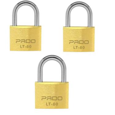 Imagem de Kit 3 Unidades Cadeado Latão 60mm Pado Segredos Diferentes, Cadeado La