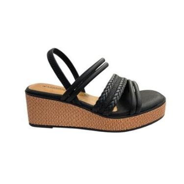 Imagem de Sandalia Anabela Feminino Mississipi Sintético Calce Fácil Tiras Brilho Mc112 preto-Feminino