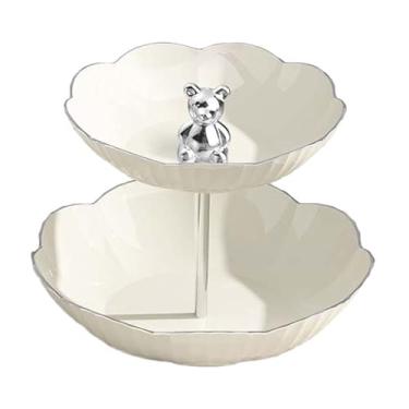 Imagem de Ｂｅｓｇａ Stand de cupcakes de sobremesa Servando suporte para cesta de frutas em camadas de alimentos de alimentos para pastel, White L 2 Tier