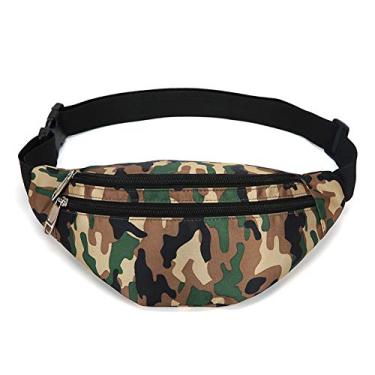 Imagem de Pochete para homens e mulheres, pochete de cintura à prova d'água moderna com cinto ajustável, bolsa casual para viagens esportivas e corridas. (marrom camuflado)