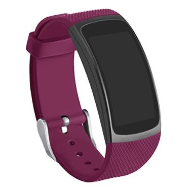 Imagem de Pulseiras compatíveis com Gear Fit2 Pro e Fit2, pulseira de substituição de silicone GHIJKL para Samsung Gear Fit 2 e 2 Pro Tracker, vermelho vinho