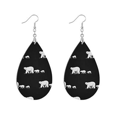 Imagem de Brincos de prata banhados a cobre, brincos de gota de urso polar, material MDF (7rh0a), watertrop, MDF Prata banhada a cobre