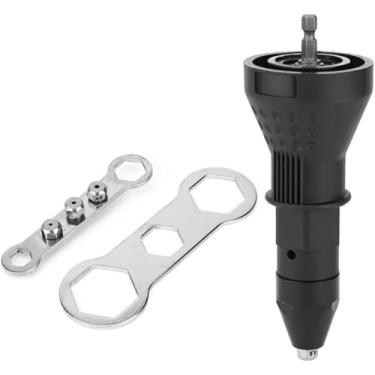 Imagem de Adaptador de pistola de rebite sem fio, kit de ferramentas de furadeira elétrica, adaptador de rebitador, inserção, porca, mão, acessórios para ferramentas elétricas (preto)