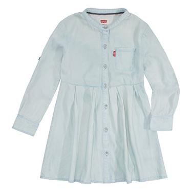 Imagem de Levi's Vestido ocidental jeans de manga comprida para meninas, Alvejante, GG
